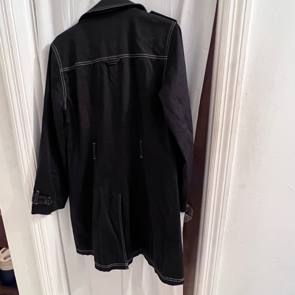 APOSTROPHE black contrast stitch trench coat size 8 - Picture 3 of 3